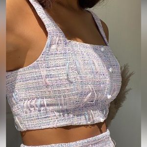 Lulus tweed purple crop top